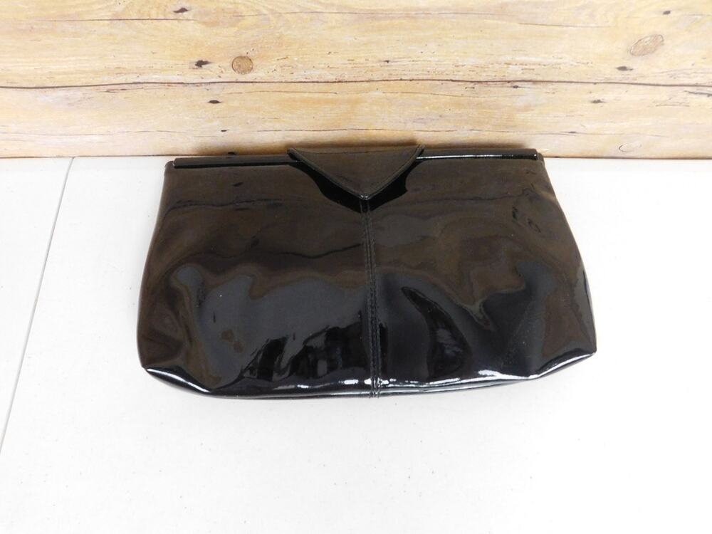JR Women's Black Patent Leather Clutch Bag Evening Purse with Strap